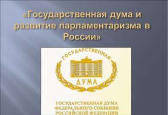 Statsdumaen og udviklingen af ​​parlamentarisme i Rusland