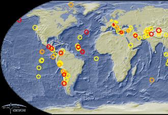 Seismisk overvågning eller kort over jordskælv online i verden